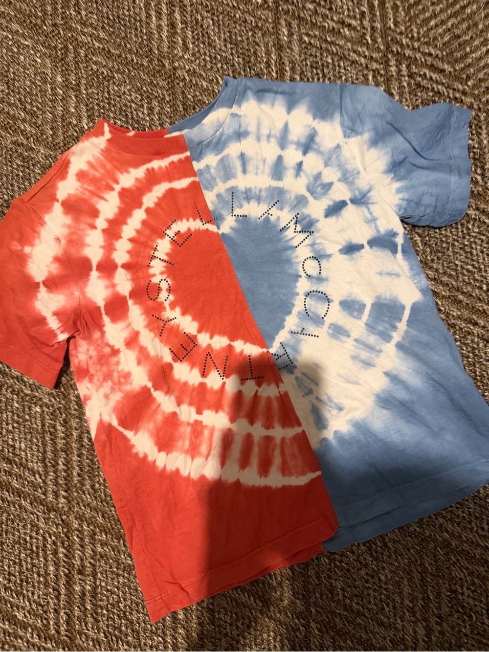 Stella Mccartney Tie-Dye Split-Color Kids Tee - Red & Blue